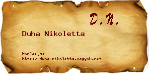 Duha Nikoletta névjegykártya